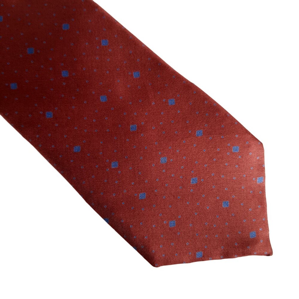 Oscar de la Renta Silk Tie Blue Geometric Vintage 1990s Classic